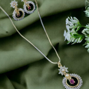 Mameraa Dual-Plated Ruby Stone-Studded Jewellery Set - Image 1