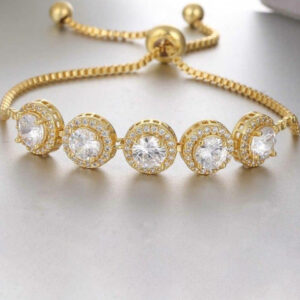 Mameraa Gold -Plated American Diamond Studded Link Bracelet - Image 1