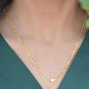 Mameraa Gold Plated American Diamond Studded Minimal Necklace - Image 1