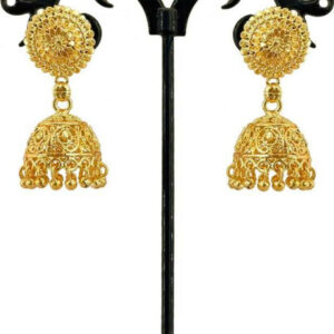 Mameraa Gold Plated Artificial Beaded Dome Shaped Jhumkas - Image 1