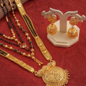 Mameraa Gold-Plated Artificial Stones and Beads Mangalsutra - Image 1