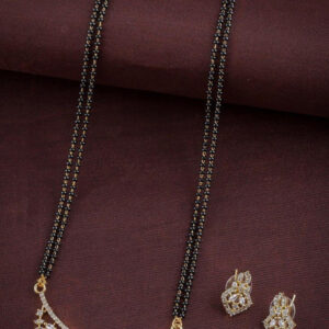 Mameraa Gold-Plated Artificial Stones and Beads Mangalsutra - Image 1