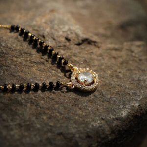 Mameraa Gold-Plated Artificial Stones and Beads Mangalsutra - Image 1
