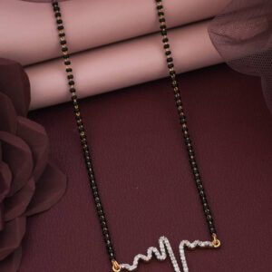 Mameraa Gold-Plated Artificial Stones Studded And Beaded Mangalsutra - Image 1