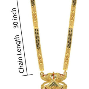 Mameraa Gold-Plated Artificial Stones Studded and Beaded Mangalsutra - Image 1