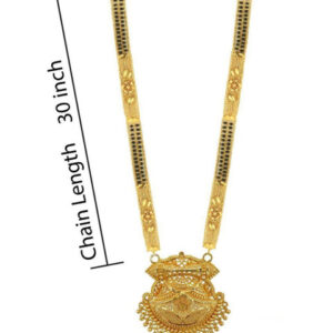 Mameraa Gold-Plated Artificial Stones Studded and Beaded Mangalsutra - Image 1