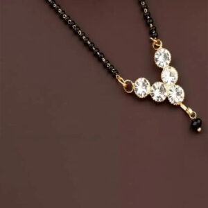 Mameraa Gold-Plated Artificial Stones Studded And Beaded Mangalsutra - Image 1