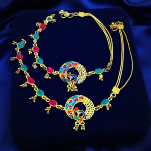Mameraa Gold-Plated Artificial Stones Studded Anklet - Image 1