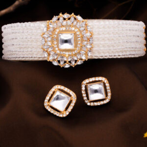 Mameraa Gold-Plated Crystal-Studded & Beaded JewellerySet - Image 1