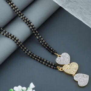 Mameraa Gold-Plated Cubic Zirconia Stone-Studded & Beaded Mangalsutra - Image 1