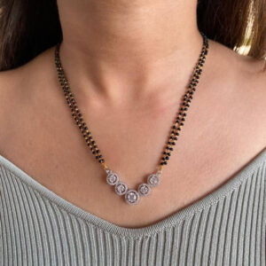 Mameraa Gold-Plated Cubic Zirconia Studded And Beaded Circular Mangalsutra - Image 1