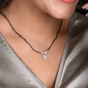 Mameraa Gold-Plated Cubic Zirconia Studded And Beaded Floral Mangalsutra - Image 1