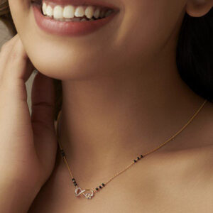 Mameraa Gold-Plated Cubic Zirconia Studded And Beaded Infinity Mangalsutra - Image 1