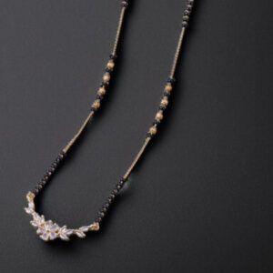 Mameraa Gold-Plated CZ Studded & Beaded Floral Mangalsutra - Image 1
