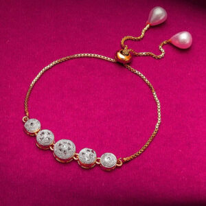 Mameraa Gold-Plated Sparkling Cubic Zirconia Studded Link Bracelet - Image 1
