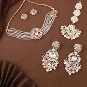 Mameraa Gold-Plated Stone-Studded & beaded Jewellery Set - Image 1