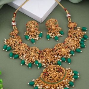 Mameraa Gold-Plated Stone-Studded & Beaded JewellerySet - Image 1