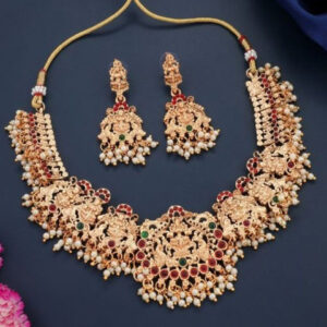 Mameraa Gold-Plated Stone-Studded & Beaded JewellerySet - Image 1