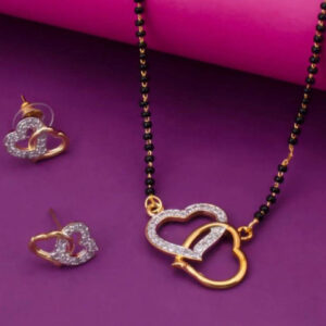 Mameraa Gold-Plated Stone-Studded Mangalsutra With Earrings - Image 1