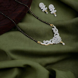 Mameraa Gold-Plated Stone-Studded Mangalsutra With Earrings - Image 1