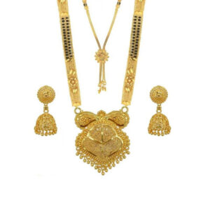 Mameraa Gold-Plated Stone-Studded Mangalsutra With Earrings - Image 1