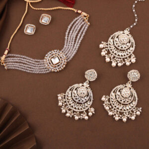 Mameraa Gold-Plated Tone Kundan Choker Jewellery Set - Image 1