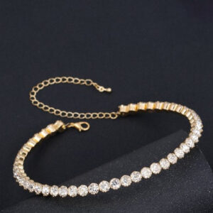 Mameraa Gold-Toned Crystal Rhinestone Tennis Choker Necklace - Image 1