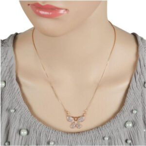 Mameraa Rose-Gold Plated American Diamond Studded Minimal Necklace - Image 1