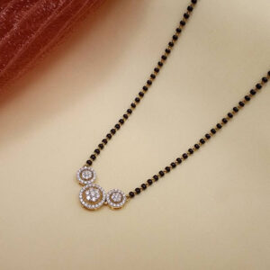 Mameraa Rose Gold-Plated Artificial Stones Studded & Beaded Mangalsutra - Image 1