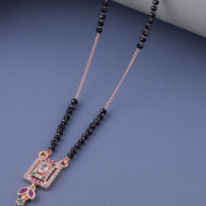Mameraa Rose Gold-Plated CZ Studded & Artificial Beaded Mangalsutra - Image 1