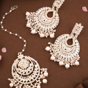 Mameraa Rose Gold Plated Stone Studded Jewellery Set - Image 1