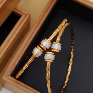 Mameraa Set Of 2 Gold-Plated Artificial Stones Studded Cuff Bracelet - Image 1