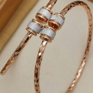 Mameraa Set Of 2 Rose Gold-Plated Artificial Stones Studded Cuff Bracelet - Image 1