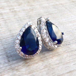 Mameraa Silver Plated Artificial Stone Studded Teardrop Shaped Studs - Image 1