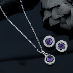 Mameraa Silver-Plated Crystal Stone-Studded Jewellery Set - Image 1