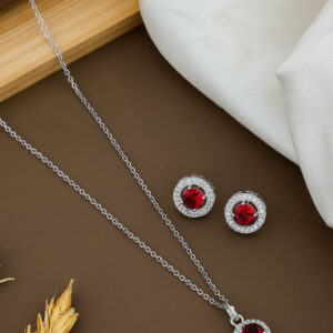 Mameraa Silver-Plated Cubic Zirconia Stone-Studded Jewellery Set - Image 1