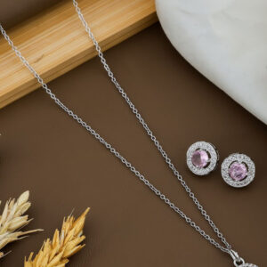 Mameraa Silver-Plated Cubic Zirconia Stone-Studded Jewellery Set - Image 1