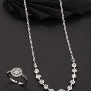 Mameraa Silver-Plated Cubic Zirconia Stone-Studded Jewellery Set - Image 1