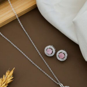 Mameraa Silver-Plated Cubic Zirconia Stone-Studded Jewellery Set - Image 1