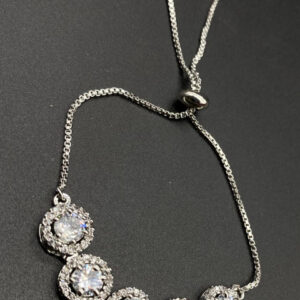 Mameraa Silver-Plated Cubic Zirconia Studded Link Bracelet - Image 1