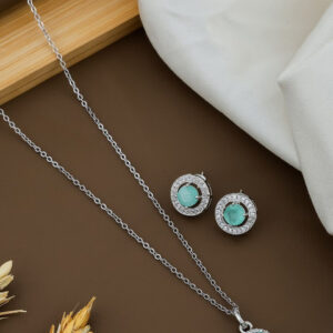 Mameraa Silver-Plated Stone-Studded & Beaded Jewellery Set - Image 1