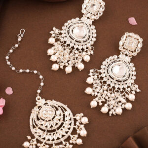 Mameraa Silver-Plated Stones Studded & Beaded Jewellery Set - Image 1