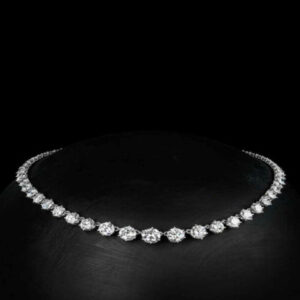 Mameraa Silver-Toned & White AD Handcrafted Rhodium Choker Necklace - Image 1