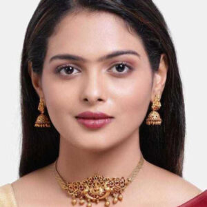 Mameraa South Indian Temple Gold-Plated Choker Necklace - Image 1