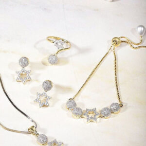 Mameraa Gold-Plated American Diamond Stone-Studded Jewellery Set - Image 1