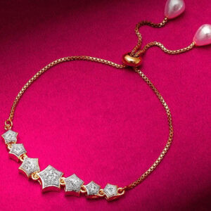 Mameraa Gold-Plated Sparkling Star Cubic Zirconia Studded Link Bracelet - Image 1