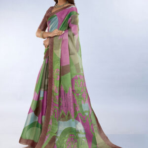 Mameraa Abstract Printed Saree - Image 1
