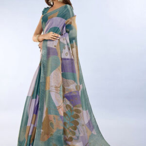 Mameraa Abstract Printed Saree With Unstitched Blouse Piece - Image 1