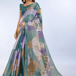 Mameraa Abstract Printed Saree With Unstitched Blouse Piece - Image 4