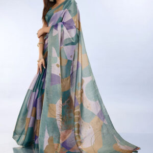 Mameraa Abstract Printed Saree With Unstitched Blouse Piece - Image 6